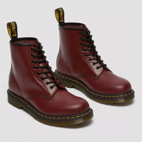 Dr. Martens Shoes - 1460 SMOOTH LEATHER LACE UP BOOTS IN CHERRY RED